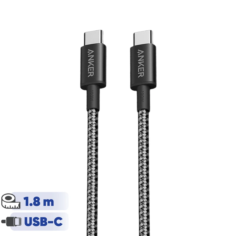 کابل شارژ USB-C به USB-C انکر با توان 60 وات و طول 1.8 متر مدل A8753